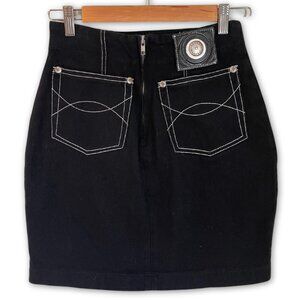 90s Vintage Isabella Sole Black Denim Mini Skirt